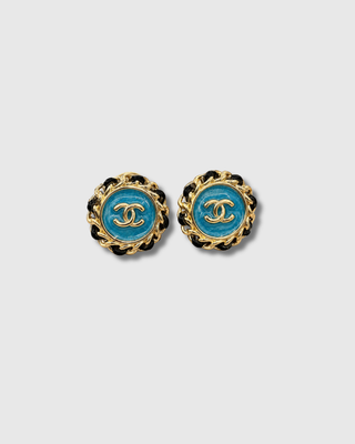 Chanel CC Gripoix Earrings — Turquoise & Gold