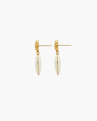 Chanel CC Heart Drop Earrings — Vintage, White & Gold Hearts