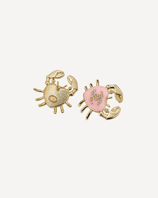 Chanel CC Crab Earrings — Pink Enamel & Crystal, Gold
